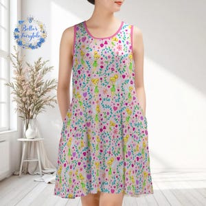 Tinkerbell and Wild Flowers Disney Dress, Disney Dress, Summer Dress, Cruise Dress, Women Skater Dress, Disney Outfit
