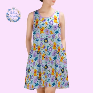 Winnie the Pooh and Flowers, Disney Dress, Ladies Dress, Summer Dress, Cruise Outfit, Disney Theme Park,  Disney Apparel, Disney Outfit