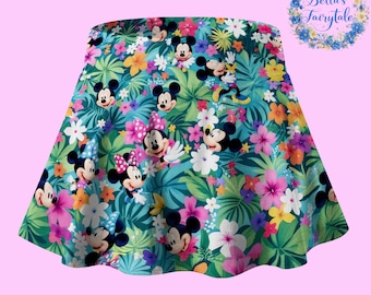 Personalized Skirt, Mickey Minnie in Tropical Garden, Disney Skirt with Shorts, Pickleball Skirt, Tennis Skirt, Skort,  Disney Outfit