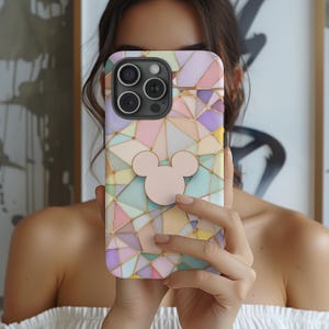 Pinky Mickey, Disney Stained Glass Effect Phone Case, Disney 3D Mosaic Tough Case, Disney Phone Case for iPhone Samsung Google Pixel