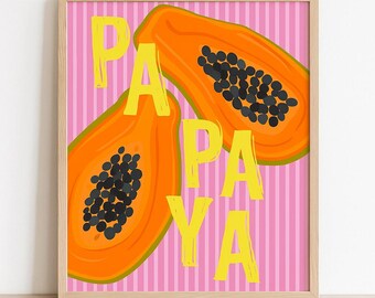 Papaya Kitchen Art Print – Tropical Fruit Poster (Digital Download)