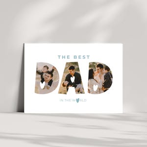 Cartão com foto personalizado para o Dia dos Pais para impressão – Colagem personalizada &quot;O Melhor Pai do Mundo&quot; | Download digital, presente de Dia dos Pais para crianças