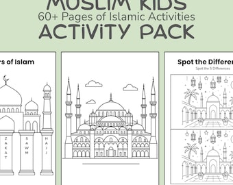 Islamic Kids Activity Book: 60+ Pages of Mazes, Coloring, Reflections (Printable PDF)