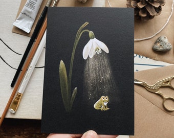 Snowdrop & Frog // Greeting Card