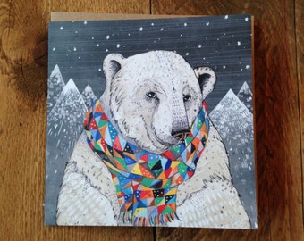 Penwyn Polar Bear | Square Greeting / Christmas Card / blank inside