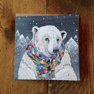 Ours polaire de Penwyn | Carré de voeux / Carte de Noël / Blanc à l'intérieur