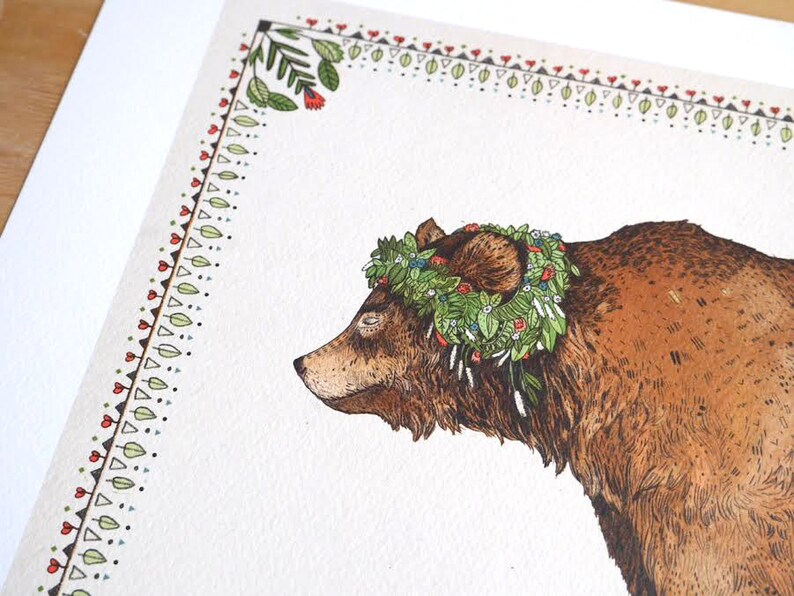 Signed Brown Bear // Signed A3 print image 3