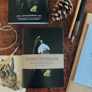 Notebook, Jotter, Mini Sketchbook | Snowdrop & Frog