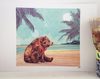 Beach Bear // Signed A3 print