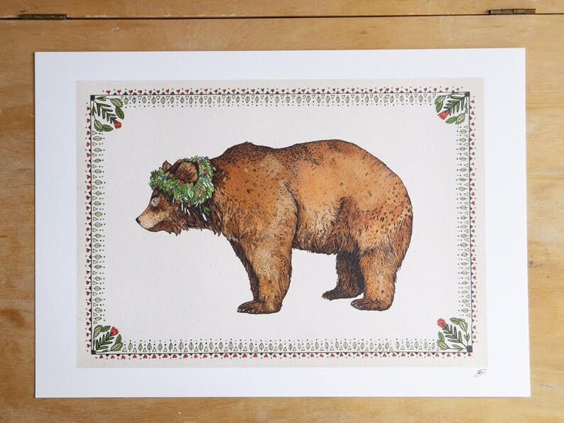 Signed Brown Bear // Signed A3 print image 2