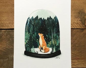 SNOW GLOBE FUCHS // Signierter A4 Druck