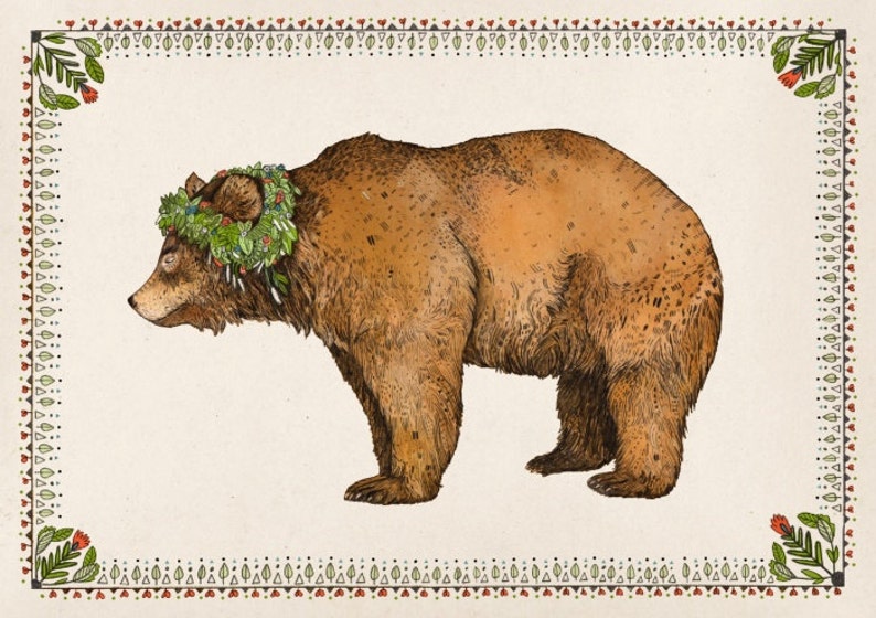 Signed Brown Bear // Signed A3 print image 1