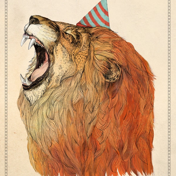 Birthday Lion // Signed A4 print