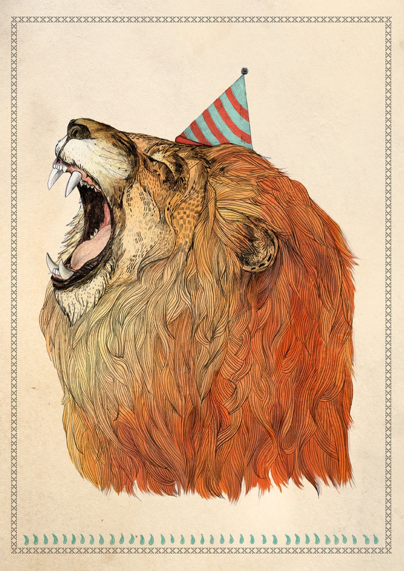 Birthday Lion // Signed A4 print image 1
