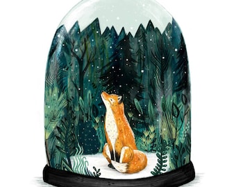 SNOW GLOBE FOX // Signed A3 print