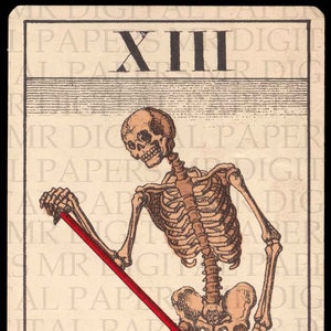 Antike Tarotkarte / antike Spielkarten / Tod Tarot Karte / digitale Instant Download / Papier Ephemera / Tarot-Karte / Französisch-Karte / Tarot