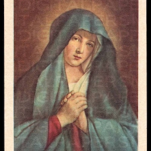 Mary Holy Prayer Card / Virgin Mary Prayer Card / Madonna Prayer Card / Digital Paper Instant Download / Vintage Ephemera / Old Prayer Card