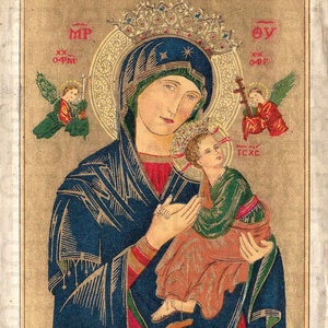 Mary Holy Prayer Card / Virgin Holy Card / Mother and Child / Prayer Card / 3 sizes/ Digital Download/ Holy Card Ephemera / Virgin Mary Card