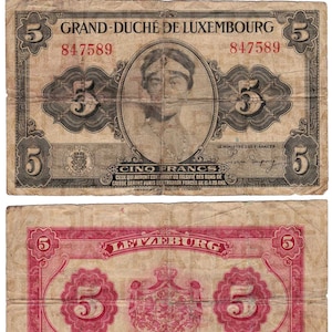 Luxembourg Franc / Currency Money Bill / 10 x 12 / Digital Paper / Collage Ephemera / Antique Money / Old Money / Digital Instant Download image 1