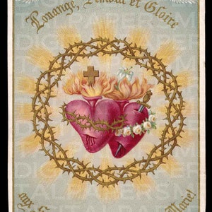 Sacred Heart / Mary and Jesus / Sacred Heart Holy Prayer Card / Sacred Heart Print / Sacred Heart Jesus / Digital Instant Download / 3 Sizes image 1