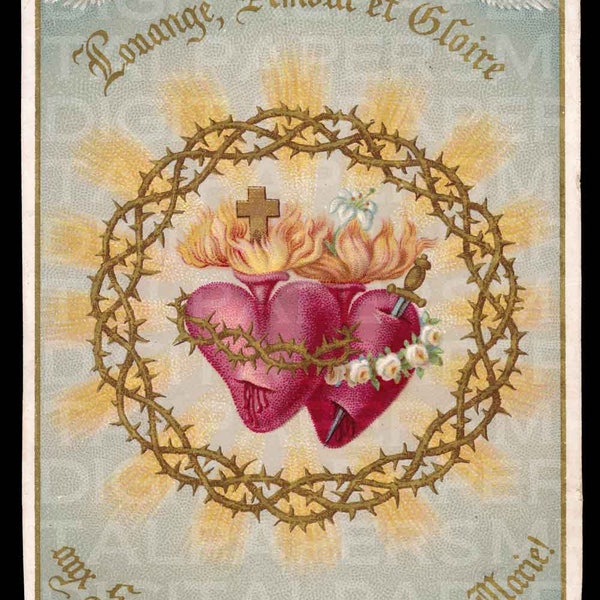 Sacred Heart / Mary and Jesus / Sacred Heart Holy Prayer Card / Sacred Heart Print / Sacred Heart Jesus / Digital Instant Download / 3 Sizes