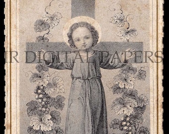 Jesus Holy Prayer Card / Saint Holy Card / Infant Jesus / Prayer Card / 3 sizes / Digital Download / Holy Card Ephemera / Christ Child Card