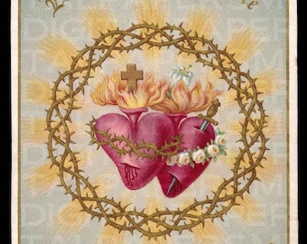 Sacred Heart / Mary and Jesus / Sacred Heart Holy Prayer Card / Sacred Heart Print / Sacred Heart Jesus / Digital Instant Download / 3 Sizes