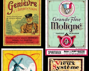 New Old Stock / Spirits Labels / Alcohol Labels / Digital Instant Download / Antique Print / Paper Ephemera / Antique Spirit Labels