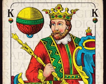 Tarjeta antigua / tarjeta de juego antigua / tarjeta de juego rey / digital descarga instantánea / paper Ephemera / alemán jugando tarjeta / tarjeta alemana