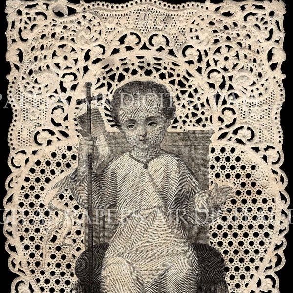 Jesus Holy Prayer Card / Saint Holy Card / Infant Jesus / Prayer Card / 3 sizes / Digital Download / Holy Card Ephemera / Christ Child Card