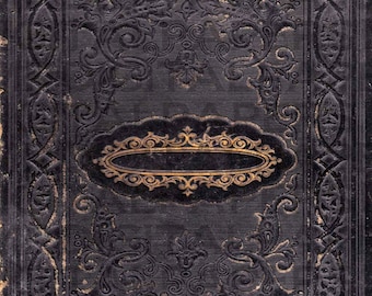 Antique Leather / Book Cover / Black and Gold / 2 Sizes- 14