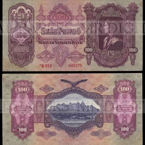 Hungary Pengo / Hungary Money / Digital Paper / Hungarian Currency / Antique Money / Antique Ephemera  / Digital Instant Download