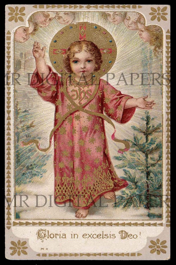 Jesus Holy Prayer Card / Saint Holy Card / Infant Jesus / Prayer Card / 3 sizes / Digital Download / Holy Card Ephemera / Christ Child Card