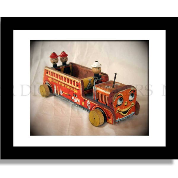 Childs Room Photo / Fire Truck Pull Toy / Kids Room Art / Truck Wall Art / Fire Truck Photograph / Kitchen Decor / Digital Instant Download