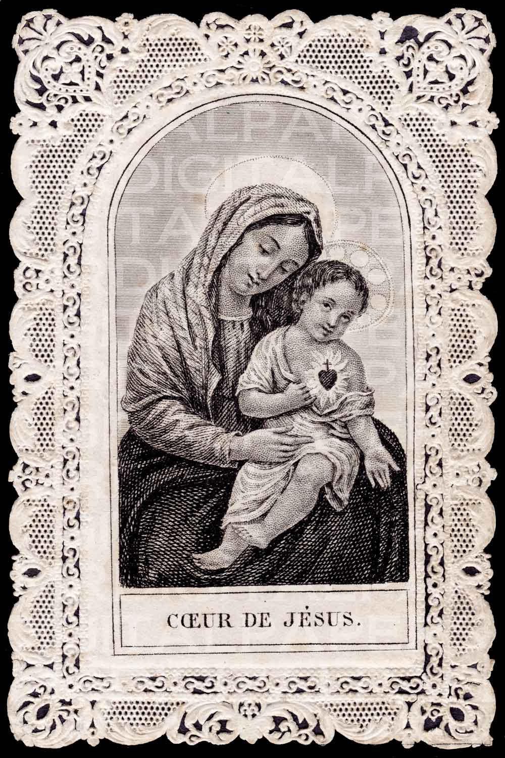 Lace Holy Prayer Card / Mary Madonna/ Sacred Heart of Jesus/ Digital ...