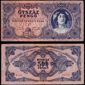 Hungary Pengo / Hungary Money / Digital Paper / Hungarian Currency / Antique Money / Antique Ephemera  / Digital Instant Download