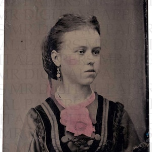 Antique Woman / Lady in Dress / Tintype Photograph / 10 x 11.5/ Digital Instant Download / Lady Tintype / Antique Photo / Woman Tintype