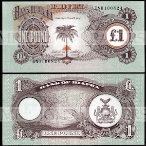Biafra Pound Note / Biafra Money / Digital Paper / Biafra Currency / Antique Money / Antique Ephemera / Digital Download / Paper Ephemera