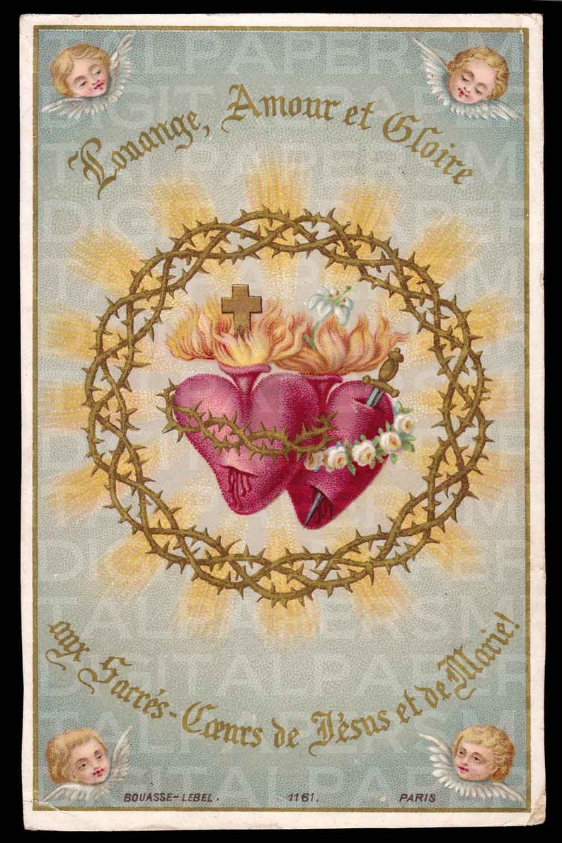 Sacred Heart / Mary and Jesus / Sacred Heart Holy Prayer Card / Sacred Heart Print / Sacred Heart Jesus / Digital Instant Download / 3 Sizes image 1