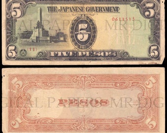 Japanese Peso Note / Japan Money / Digital Paper / Japanese Currency / Antique Money / Antique Ephemera / Digital Download / Paper Ephemera