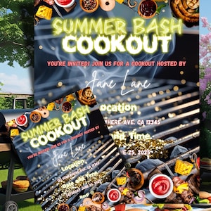 Editable Summer Cookout Party Invitation Template (Digital Download)