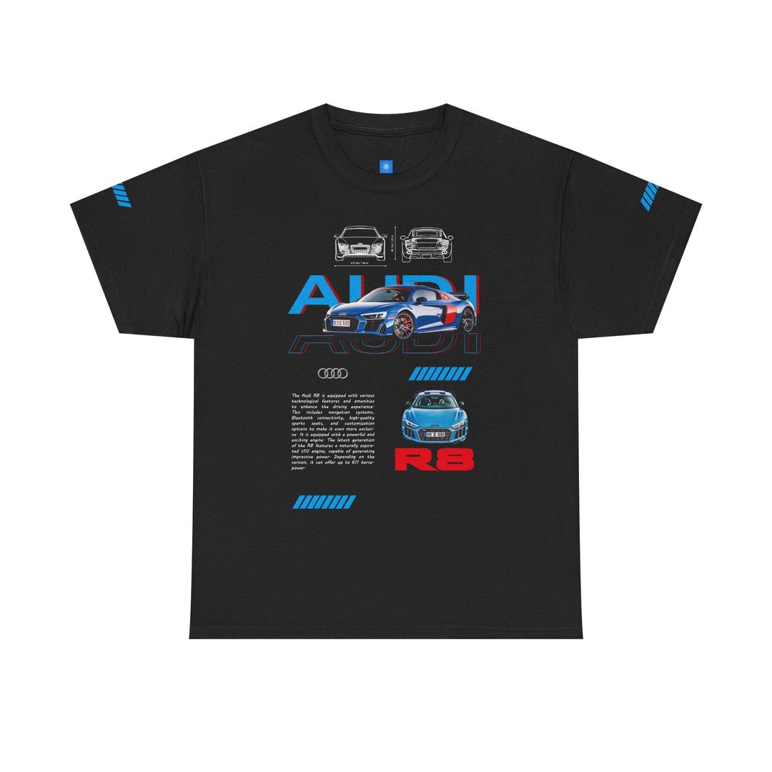 Audi R8 Unisex Heavy Cotton Tee, Car Enthusiast T-shirt, Gifts for Him ...