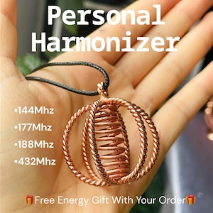 Copper Harmonizer Pendant Necklace: 144, 177, 188, 432Mhz -  EMF Balance, Tensor Rings - Body Balance