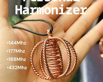 Collana con ciondolo armonizzatore in rame: 144, 177, 188, 432 MHz - Equilibrio EMF, anelli tensoriali - Equilibrio del corpo