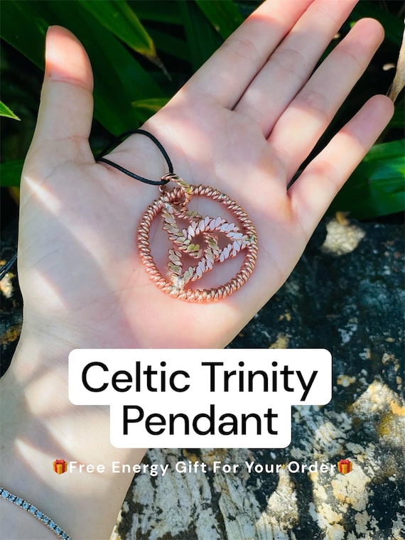 Handcrafted Copper Celtic Trinity Knot Pendant: Energy Balancing Necklace