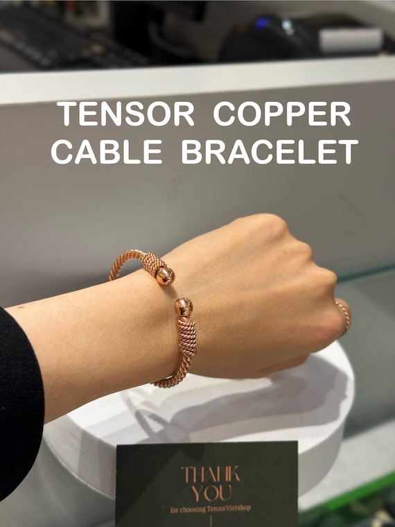 Tensor Copper Cable Bracelet – Premium Twisted Wire Copper Bangle (Custom Frequency Tuning 144/177/188/333/432/528Mhz)