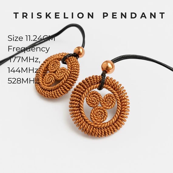 Triskelion Pendant, Handmade Copper Triskelion Pendant, 177MHz 144MHz 528MHz, Sacred Geometry, Gift For Her, Gift For Dad, Gift For Mom