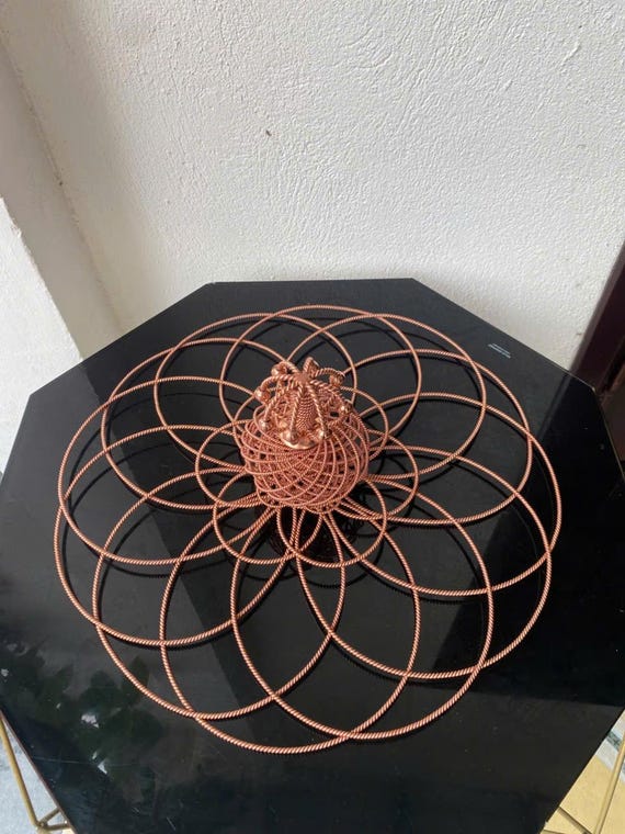 Flower of Life Tensor Ring – Copper Energy Grid for EMF Protection & Chakra Healing