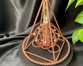 Citrine Crystal Pyramid – Energy Balancing Set | Sacred Geometry Decor | EMF Shield | Meditation & Chakra Healing Tool