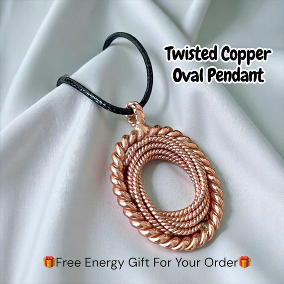 Twist Copper Oval Pendant - 144MHz Frequency Torus Pendant: Energy Healing Necklace - TensorViet - Tensor Rings